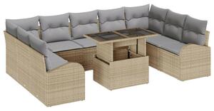 10 darabos Kert Sofa Szett Párnákkal Bézs Polyrattan