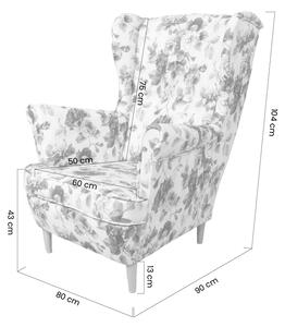 Vilano fotel lábtartóval - virágmintás / falábakkal