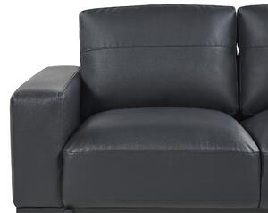Háromszemélyes fekete műbőr kanapé SOVIK