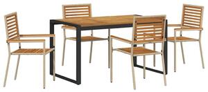 VidaXL Kert étkező szett 5 pcs Bézs 140 x 80 x 75 cm polirattan