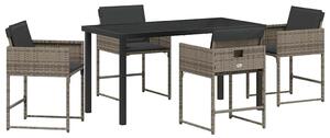 VidaXL Kert étkező szett párnával 5 pcs Szürke Poli rattan