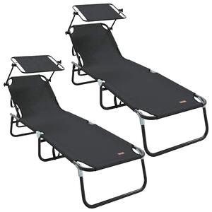 VidaXL Összecsukható nyugágy 2 pcs Fekete 56 x 190 x 81cm szövet