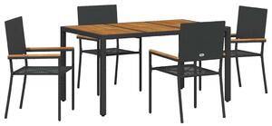VidaXL Kert étkező szett 5 pcs Fekete és Fa 150 x 90 x 75 cm