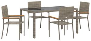 VidaXL Kert étkező szett 5 pcs Szürke 150 x 90 x 75 cm polirattan