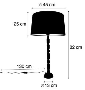 Art deco asztali lámpa, fekete pamut árnyalattal 45 cm - Torre