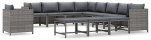 VidaXL Polyrattan Kerti Ülőgarnitúra - 12 részes - Szürke