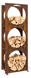 Blumfeldt Trio Circulo fatartó állvány, 55 x 160 x 30 cm, 3 mm acél, polc, rozsdás kinézet
