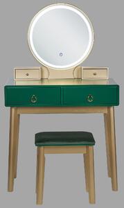 Arany és zöld fésülködőasztal LED-es tükörrel FEDRY
