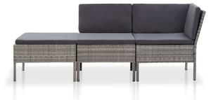 VidaXL Polyrattan Kerti Ülőgarnitúra - 3 részes - Szürke