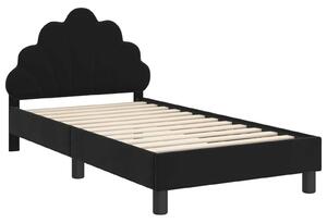 VidaXL Gyerekágy kerettel fejtámlával Fekete 80 x 160 cm Bársony