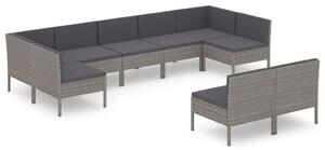 Polyrattan Kerti Ülőgarnitúra - 9 részes - Szürke
