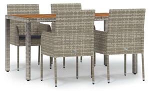 Polyrattan Kerti Étkezőgarnitúra - 5 részes - Szürke