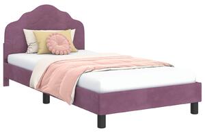 VidaXL Gyerekágy kerettel fejtámlával Lila 90 x 190 cm Bársony