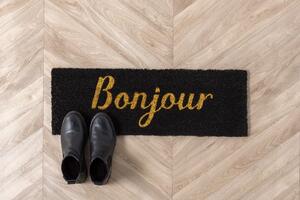 Doormat lábtörlő Bonjour felirattal fekete, arany