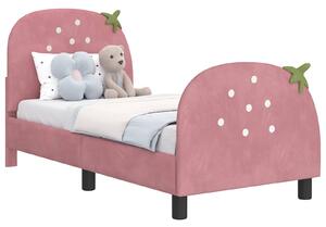 VidaXL Gyerekágy keret fejtámlával Rózsaszín 70 x 140 cm Bársony
