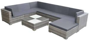 VidaXL Polyrattan Kerti Bútorszett - 8 részes - Szürke
