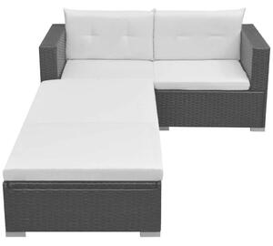 RelaxDays - 3 részes Polyrattan Kerti Bútorszett - Fekete