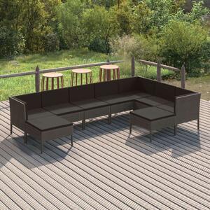 VidaXL 9 részes szürke polyrattan kerti ülőgarnitúra párnákkal