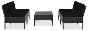 VidaXL - 5 részes Kerti Kanapé Szett - Fekete Polyrattan