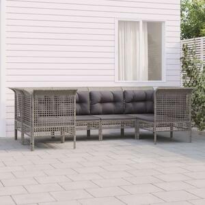 VidaXL 6 részes szürke polyrattan kerti ülőgarnitúra párnákkal