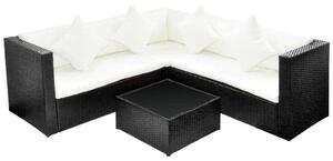 Polyrattan Kerti Bútorszett - 4 részes - Fekete