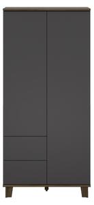 Gardróbszekrény Evarveru 100, Laminált forgácslap, 217x100x50cm, Antracit