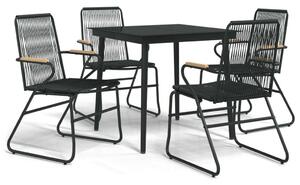 VidaXL 5 részes fekete PVC rattan kerti étkezőgarnitúra