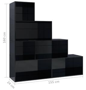 VidaXL magasfényű fekete könyvszekrény/térelválasztó 155 x 24 x 160 cm