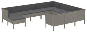 Polyrattan Kerti Ülőgarnitúra - 11 részes - Szürke