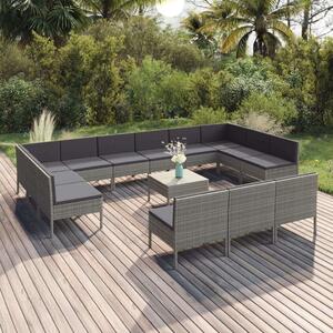 VidaXL Polyrattan Kerti Ülőgarnitúra - 14 részes - Szürke