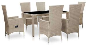 VidaXL Polyrattan Étkezőgarnitúra - 7 részes - Bézs