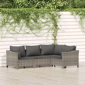 Polyrattan Kerti Ülőgarnitúra - 4 Részes - Szürke
