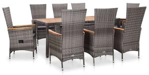 VidaXL Polyrattan Étkezőgarnitúra - 8 Személyes - Szürke
