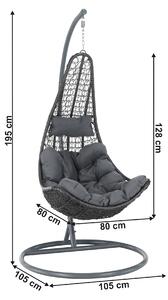 KONDELA Függő fotel, szürke/világos szürke, KALEA 2 NEW