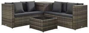 Polyrattan Kerti Bútorszett - 4 részes - Szürke