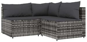 VidaXL Polyrattan Kerti Ülőgarnitúra - 3 részes - Szürke