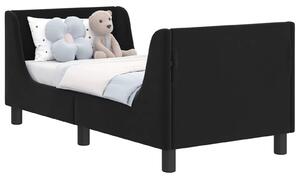 VidaXL Gyerekágy keret fejtámlával Fekete 70 x 140 cm Bársony