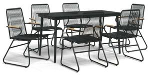 7 részes fekete pvc rattan kerti étkezőgarnitúra