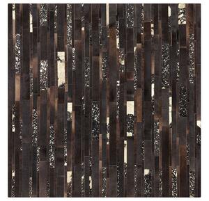 Fekete bőr szőnyeg - barna - arany - 200x200 cm - ARTVIN