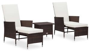 VidaXL Polyrattan Kerti Ülőgarnitúra - 3 részes