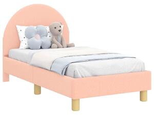 VidaXL Gyerekágy keret fejtámlával Rózsaszín 70 x 140 cm Bouclé