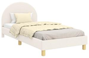 VidaXL Gyerekágy kerettel fejtámlával Krémszínű 90 x 190 cm Bouclé