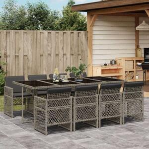 VidaXL Polyrattan Kerti Étkezőgarnitúra - 9 részes - Szürke
