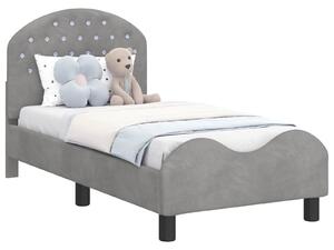 VidaXL Gyerekágy keret fejtámlával Világosszürke 70 x 140 cm Bársony