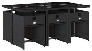 VidaXL Polyrattan Kerti Étkezőgarnitúra - 7 részes - Fekete