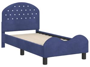 VidaXL Gyerekágy keret fejtámlával Rendőrségi kék 70 x 140 cm Bársony