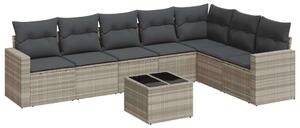 VidaXL Polyrattan Kerti Ülőgarnitúra - 8 részes - Világosszürke