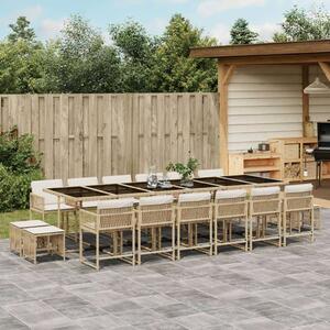 VidaXL Polyrattan Kerti Étkezőgarnitúra - 17 részes - Bézs