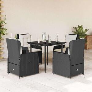 VidaXL Kerti Étkezőgarnitúra - 5 részes - Fekete Polyrattan