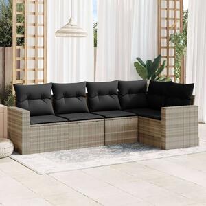 VidaXL Polyrattan Kerti Ülőgarnitúra - 5 részes - Világosszürke